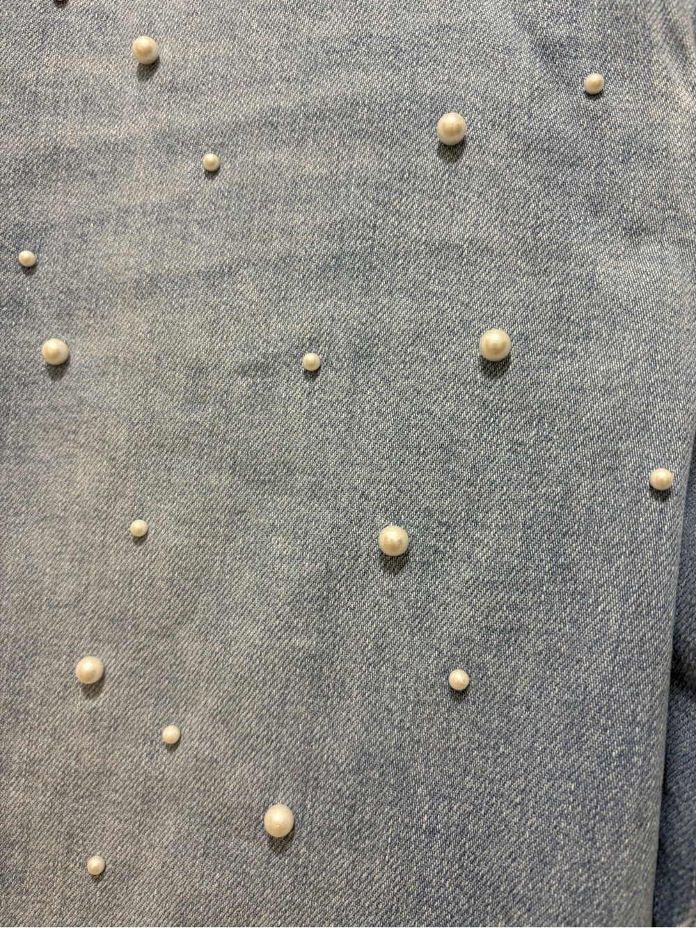 ANTONIO MELANI Light Blue Pearl-Studded Wide-Leg Jeans - Picture 2 of 5